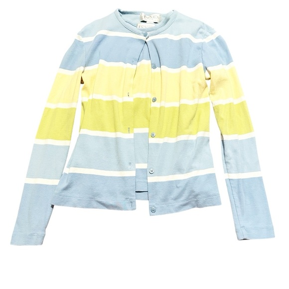 Sweaters - Two piece tank top and cardigan Blue, lime green, & yellow striped Size petite